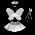 thumbnail image 2 of Encantadoras niñas mariposa hada alas de ángel varita diadema conjuntos fiesta disfraces trajes Blanco Soledad Traje de fiesta de las niñas de los niños, 2 of 7