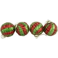 thumbnail image 3 of Northlight Glitter Lattice Striped Christmas Glass Ball Ornaments - 3" (80mm) - Red and Green - 4ct, 3 of 6