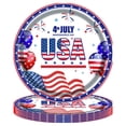 thumbnail image 1 of 100 Pcs Assiettes de Fête Patriotiques du 4 Juillet Vaisselle en Papier Jetable pour la Fête de l'Indépendance Décorations Rouges Blanches Bleues pour Célébrations du Jour Commémoratif, 1 of 5