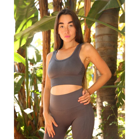 Mesh Seamless Bra with Cutouts - Taupe -Medium