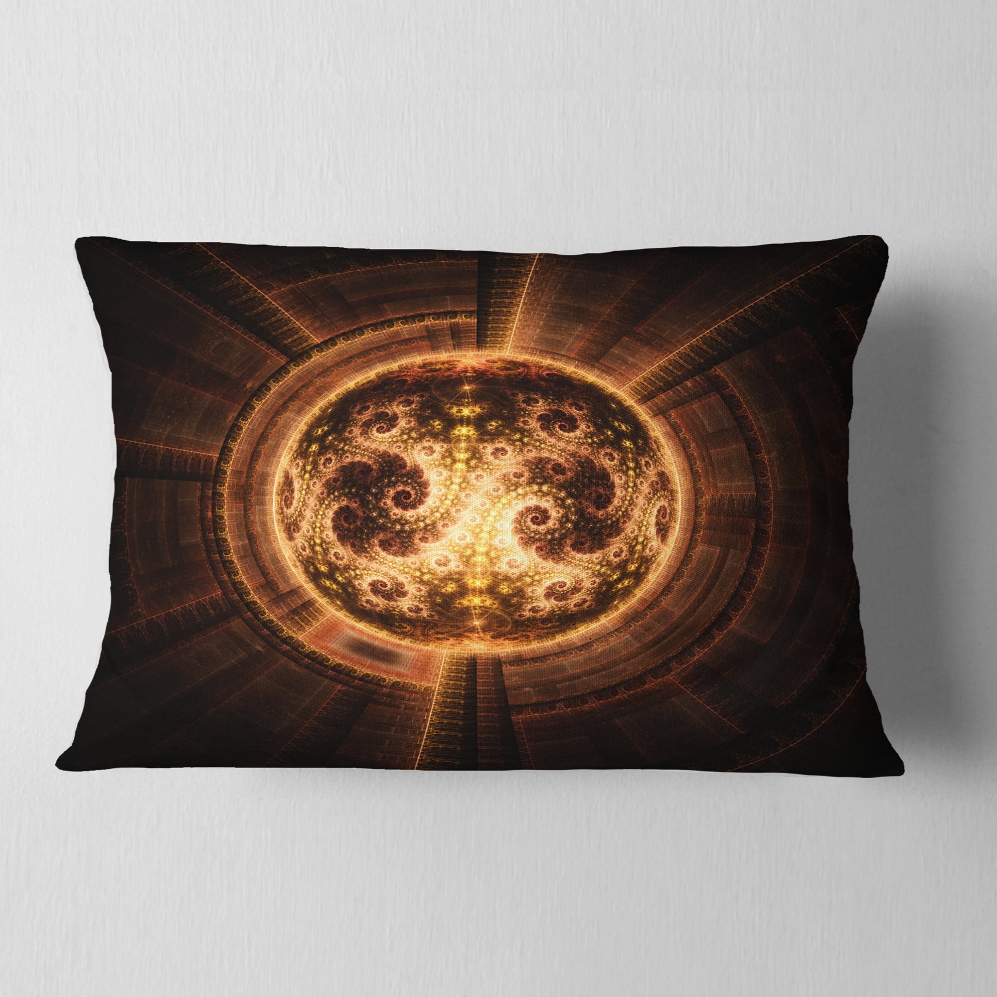 Designart 12" x 20" Orange Polyester Throw Pillow