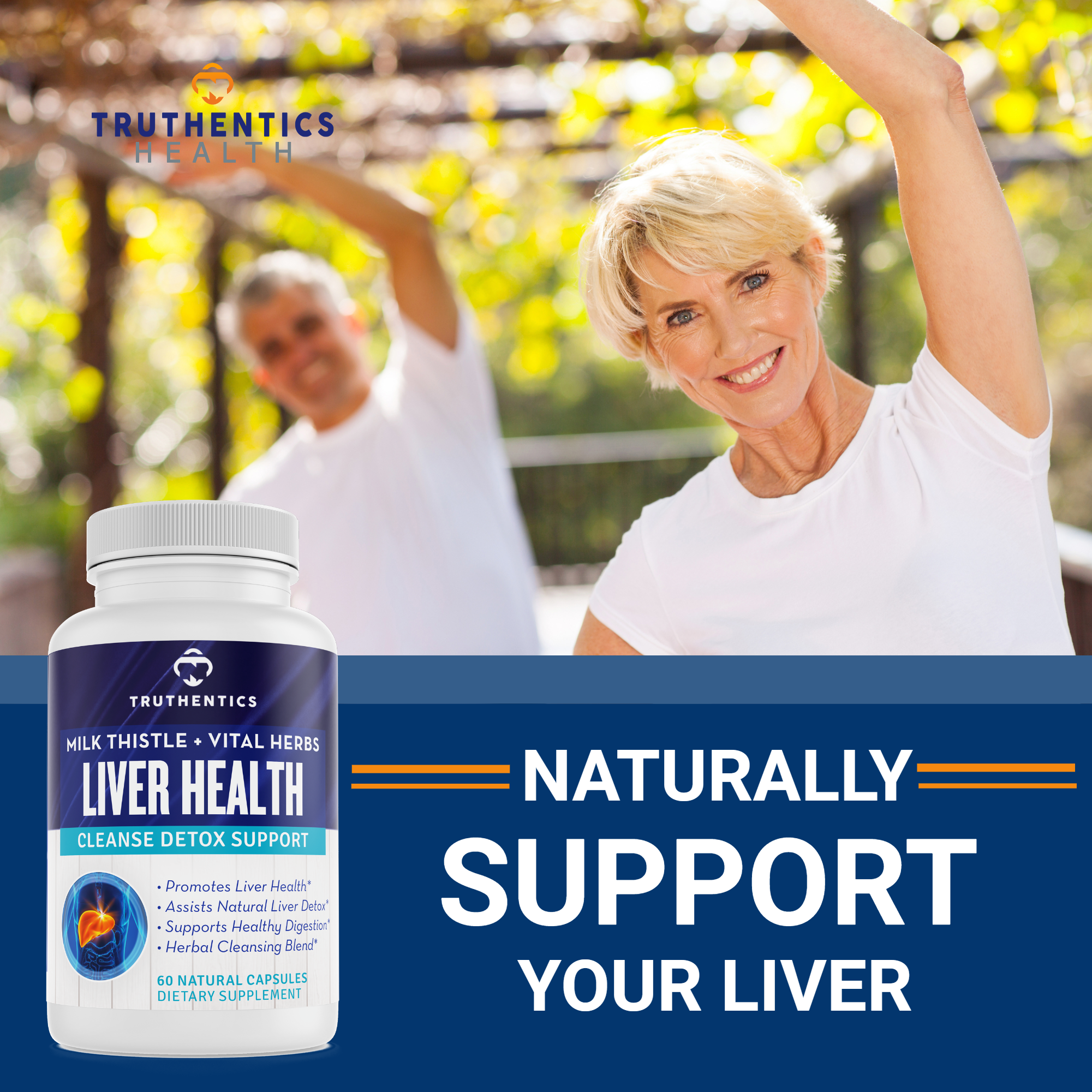 Truthentics Liver Health Supplement 2 Pack – Milk Thistle, Artichoke, Dandelion & Turmeric Formula for Daily Liver Support – 120 Capsules