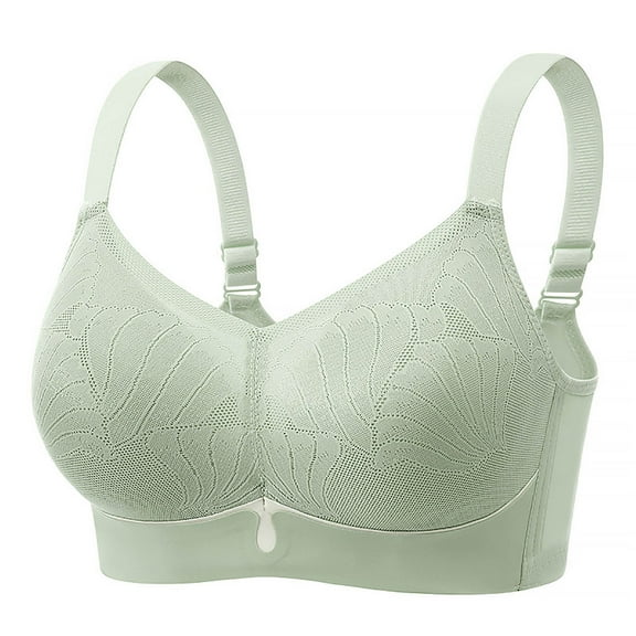 Loopsun Womens Bras Plus Size, Bras for Women, Women's Plus Size Solid Gathered Back Buckle Lace Bra Green L