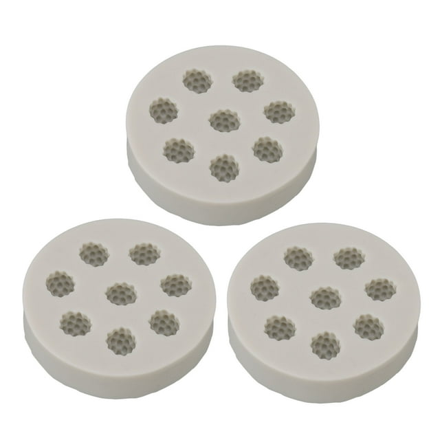 Molde de silicona de 3 piezas con forma de frambuesa, fácil de desmoldar, flexible, suave, gris, para hornear, para hacer tú mismo, pasteles, fondant y chocolate.