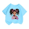 thumbnail image 1 of GDREDA Vêtements Fille Enfant Filles Mignon Mode Imprimé Col Rond Manches Courtes Tee Été Confortable Décontracté Ample T-Shirt Hauts Fille Hauts Bleu,10-12 Ans, 1 of 4