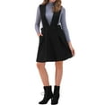 thumbnail image 1 of Vestido de tirantes de mezclilla para mujer Allegra K, con escote en V, corte A, por encima de la rodilla, color negro, 1 of 6