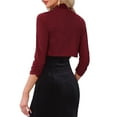 thumbnail image 3 of INSPIRE CHIC Ruched 3/4 Sleeve Shrug for Women Open Front Party Cropped Bolero Cardigan XS Dark Red, 3 of 6