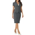 thumbnail image 4 of Conjunto de traje de negocios de 2 piezas para mujer INSPIRE CHIC, chaqueta de blazer de manga corta y falda lápiz M gris oscuro, 4 of 6