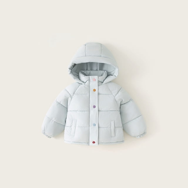Parkas de manga larga para niños, plumón, estilo corto de invierno, gruesas y cálidas, ropa de abrigo para niños y niñas, tallas medianas a pequeñas, parte superior de poliéster para niños.