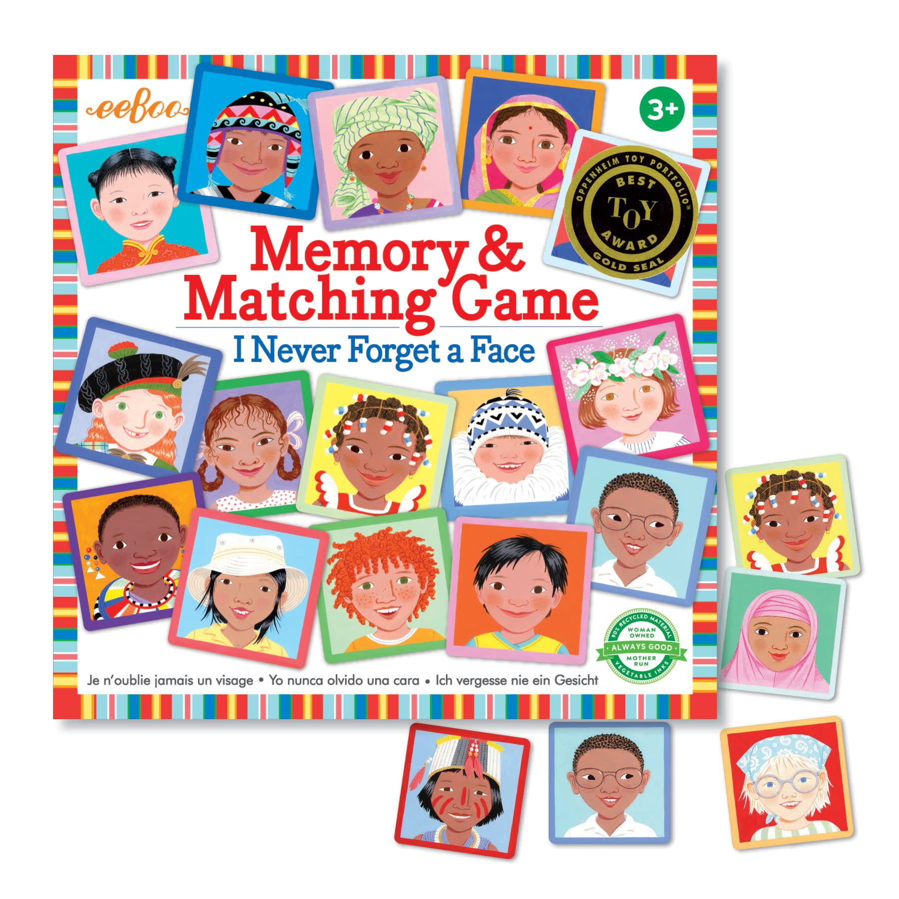 eeBoo: I Never Forget a Face, Memory & Matching Game, Developmental and Educational, 24 Pairs to Match, Single or Multiplayer Function, For Ages 3 and up