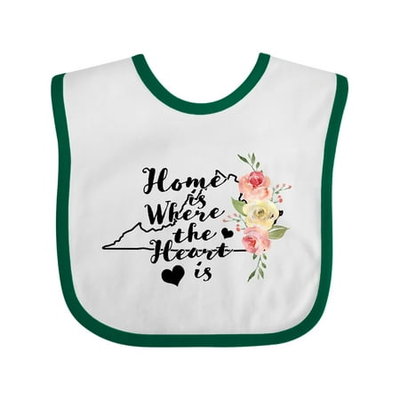 

Inktastic Virginia Home is Where The Heart is with Watercolor Floral Gift Baby Girl Bib