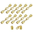 thumbnail image 1 of Unique Bargains 10Sets 6mm Embouts de Cordon en Cuir avec Fermoirs à Griffes de Homard, Terminateurs de Baril, Ton Or, 1 of 7