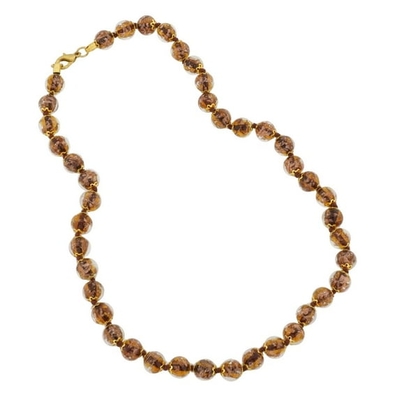 GlassOfVenice Murano Glass Sommerso Necklace - Transparent Golden Brown
