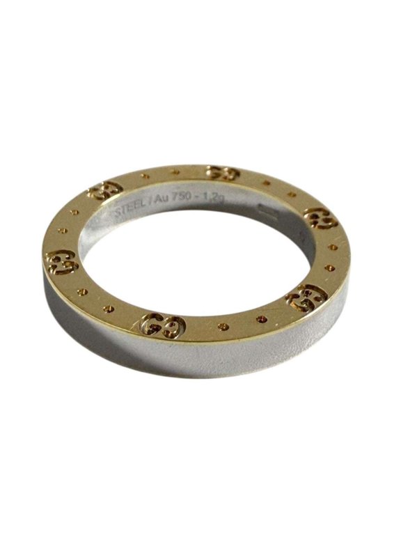 Pre-Owned Gucci Icon Ring for Men and Women, 18K Gold, Two-tone, Size 11