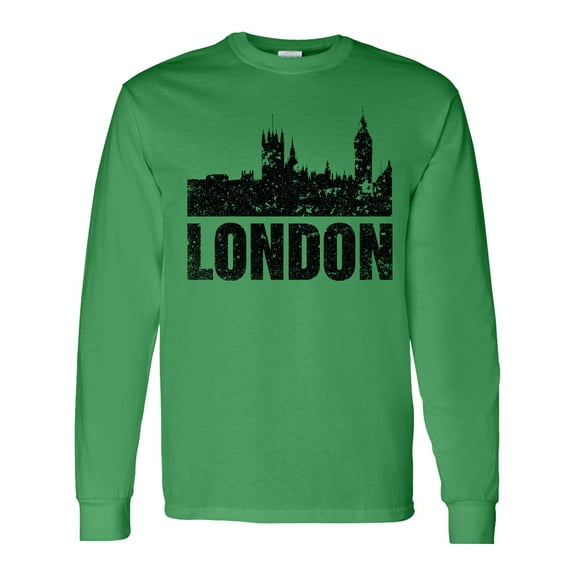 Inktastic London England City Skyline with Grunge Long Sleeve T-Shirt