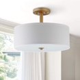 thumbnail image 3 of SAFAVIEH Lighting Collection Clara Gold 16-inch Diameter Semi Flush Mount Ceiling Light Fixture (LED Bulbs Included), 3 of 6