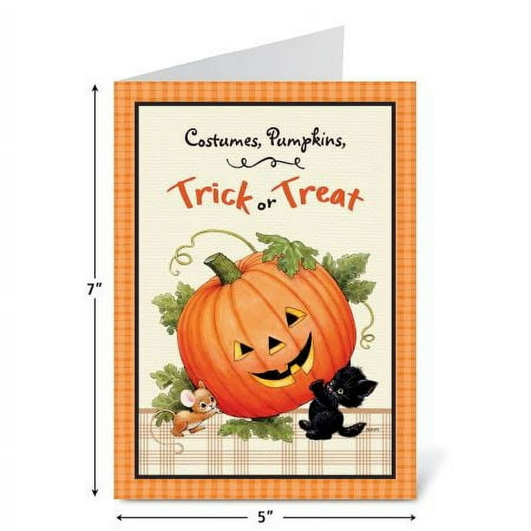 Current Morehead Orange Plaid Halloween Greeting Cards Set - Set