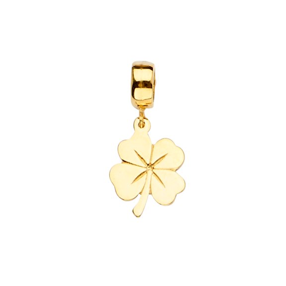 Wellingsale 14k Yellow Gold Clover Charm for Mix & Match Bracelet (Size : 21 x 10 mm)