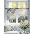 thumbnail image 3 of Modern Marble Sheer Curtains 54 Inch Length 2 Panels Set, Abstract Ink Painted Art Golden Voile Window Treatment Rod Pocket Short Kitchen Curtains Drapes for Bedroom 52"x54"x2, 3 of 7