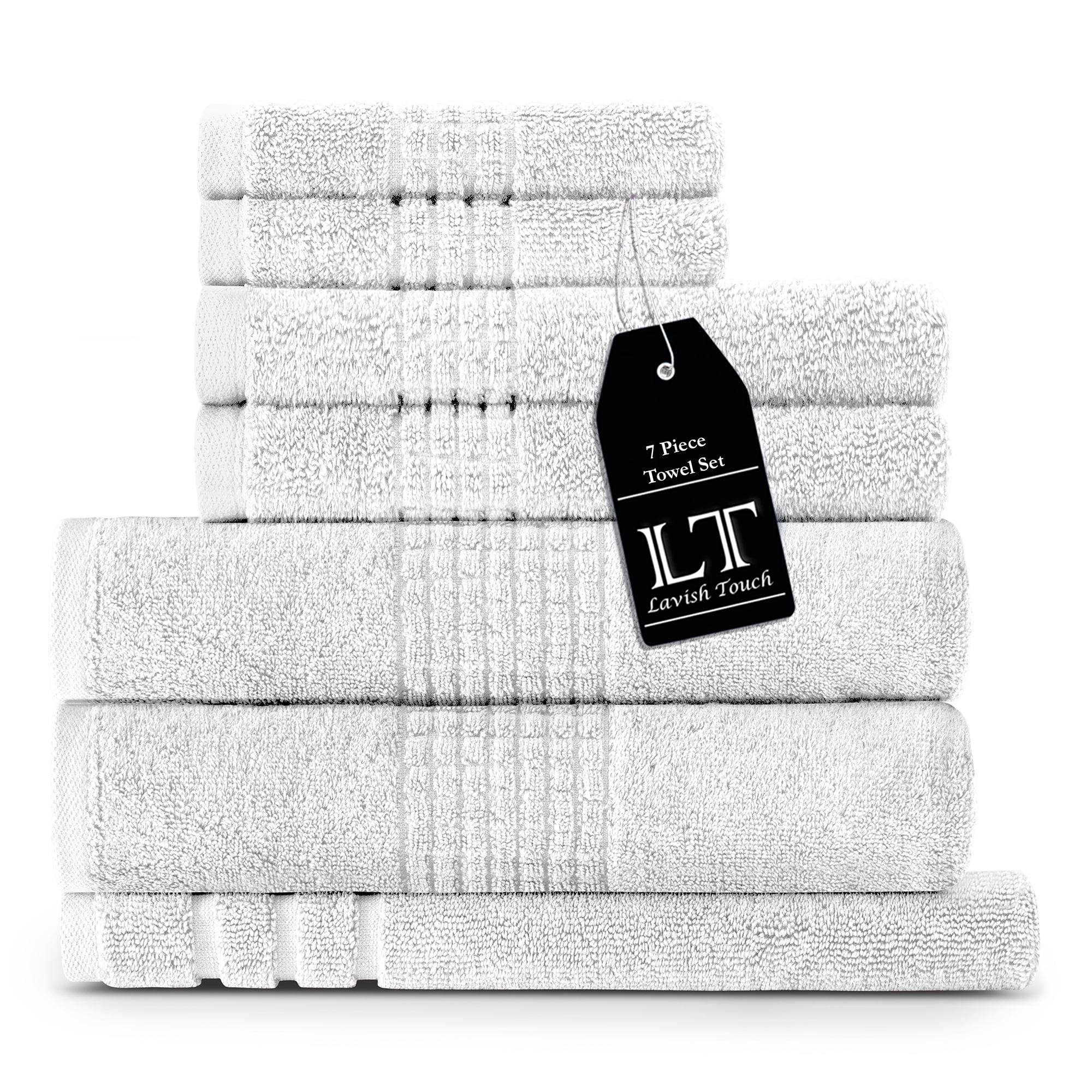 Lavish Touch 700 GSM 100 Egyptian Cotton 7 Piece Towels Set, 2 Bath