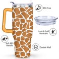 thumbnail image 3 of 40oz Fashion Leopard Pattern Stainless Steel Flip Straw Tumbler Spill Proof Travel Cup Double Wall Vacuum Insulated Coffee Mug with Top Handle, 3 of 6