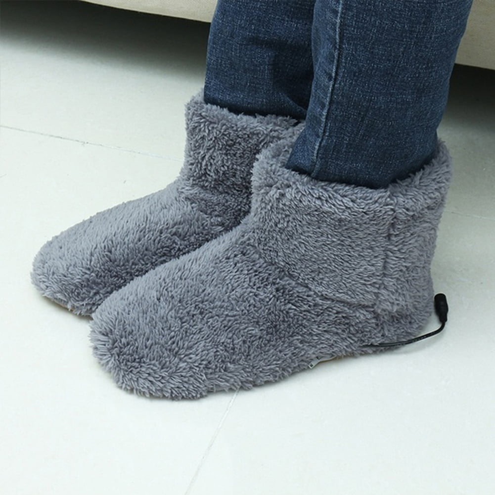 Winter USB Warmer Foot Shoe Plush Warm Electric Slipper Feet Heated Washable US 