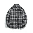 thumbnail image 2 of RongHuan Mens Big and Tall Plaid Shirts Casual Long Sleeve Fall Shirt Jacket Fashiom Loose Fit Button Down Tshirt, 2 of 8