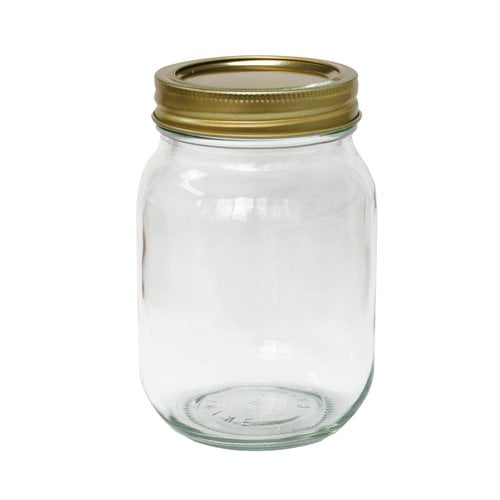 Mainstays Clear Pint Glass Jar with Lid and Ring