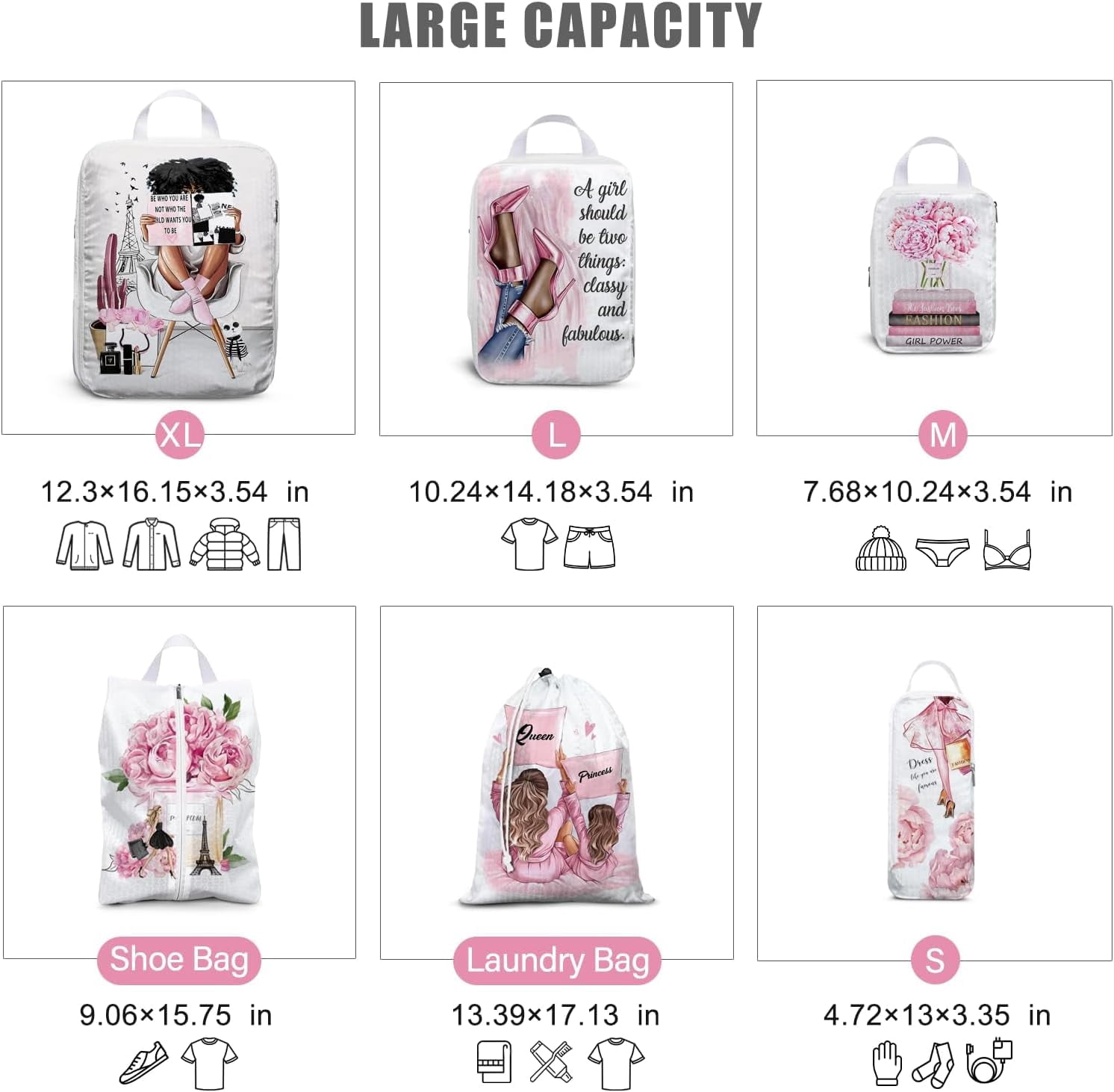 6 Set Compression Packing Cubes Compressed Storage Bags for Carry on Suitcases Packaging Luggage Bags Organizers for Travel