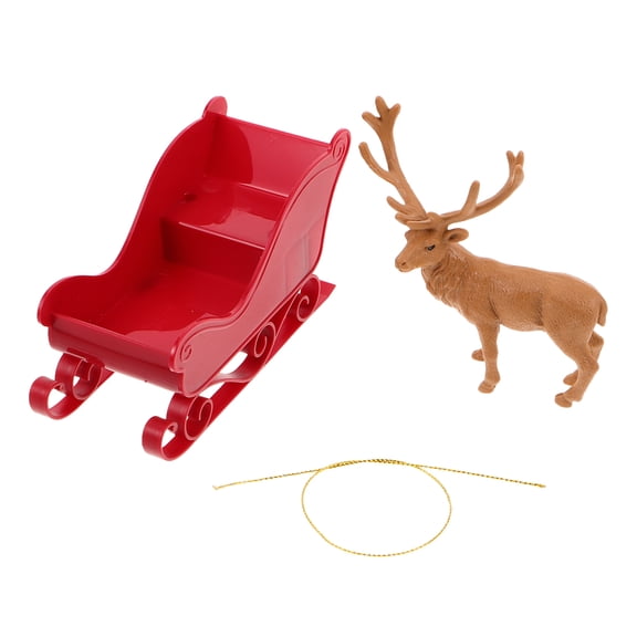 LOLIPPYY Plastic Santa Sleigh and Reindeer Figurine Set, Festive Christmas Holiday Table Decoration Display