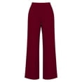 thumbnail image 7 of Ecqkame Womens Wide Leg Linen Pants Summer Casual Loose Elastic Waist Solid Color Pant Lightweight Breathable Beach Trousers with Pockets Wine XXL, 7 of 7