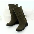 thumbnail image 6 of Shadoumai Women Mid Calf Slouch Boot Wedge Heel Thin Lined Suede Leather Winter Shoes, 6 of 6