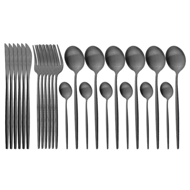 Juego de cubiertos de cocina Tenedor Cuchara de té Cubiertos Comer Cubiertos Vajilla Utensilios Regalos Negro