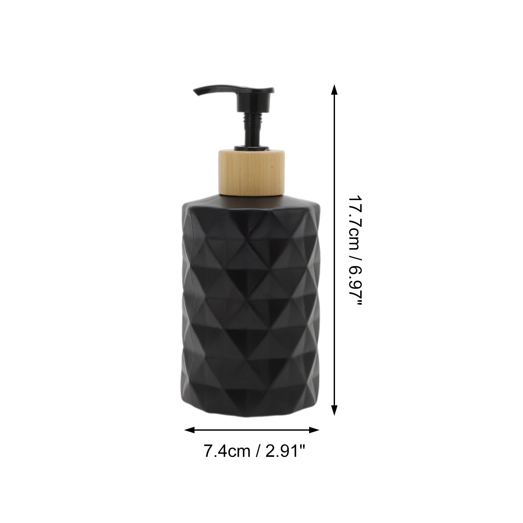 Unique Bargains 1 Pc Round Bottom Diamond Pattern Soap Dispenser 11.16oz Black