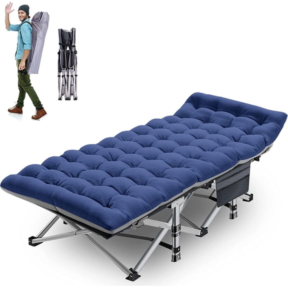 ABORON Folding Camping Cots with 2 Sided Cushion for Adults, Folding Cot for Sleeping, Guest Bed with Carry Bag