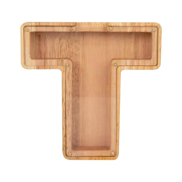 Women's T-shirts Personalized Wooden Name Money Box Wooden Deposit Box Twenty Six English Letters
