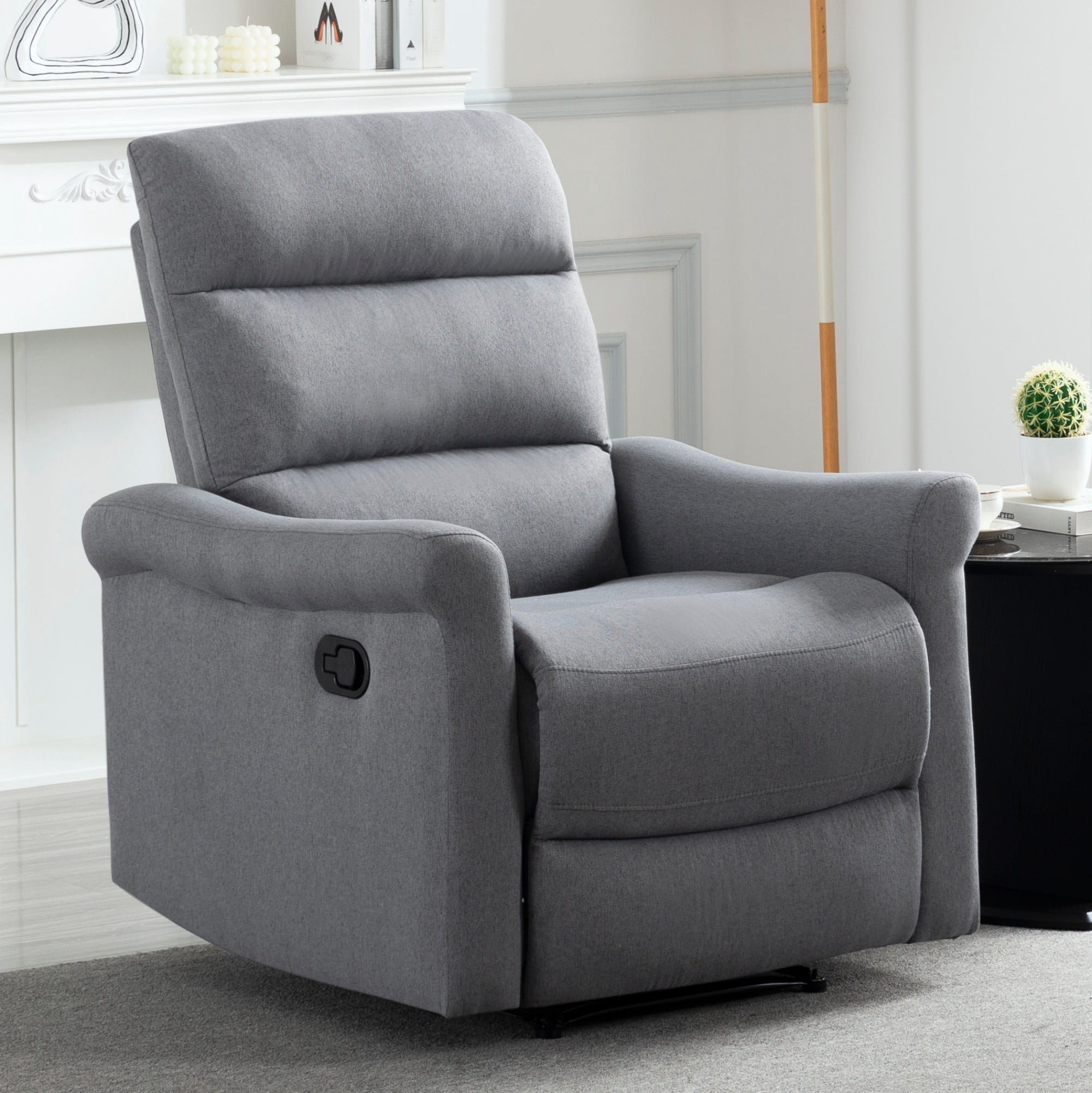 Gewnee 31.89" Manual Recliner Chair, Adjustable Reclining Lounge Chair, Linen Upholstered Wood & Metal Frame Single Sofa Recliner for Living Room, Office, Grey