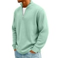 thumbnail image 5 of Lumtrix Men's Sweatshirt Waffle Knit Quarter Zip Pullover Long Sleeve Casual Fashion Big Tall Golf Polo Shirts Mock Neck Sweater Green 3XL, 5 of 7