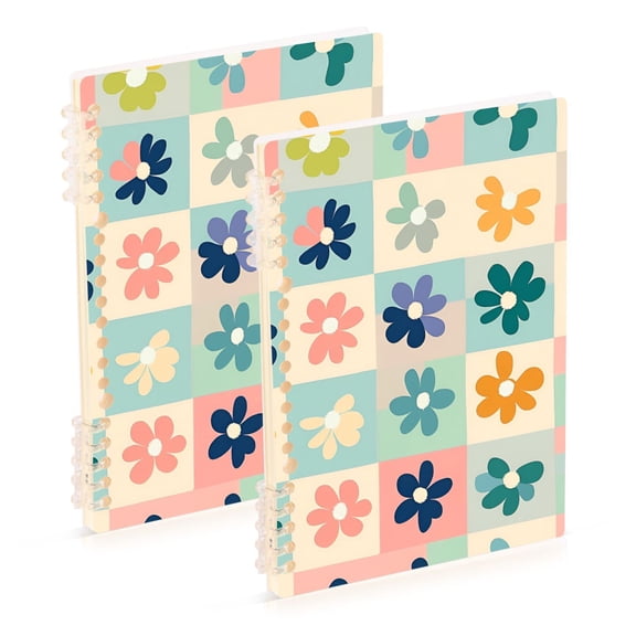 FORMRS 1-Subject Spiral Notebook 8" x 5" College Ruled 60 Refillable Sheet, 2 Pack, Green Floral