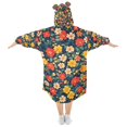 thumbnail image 2 of FORMRS Wearable Blanket Hoodie with Sleeves for Kids Cozy Flannel Sweatshirt, Vibrant Flowers, 2 of 7
