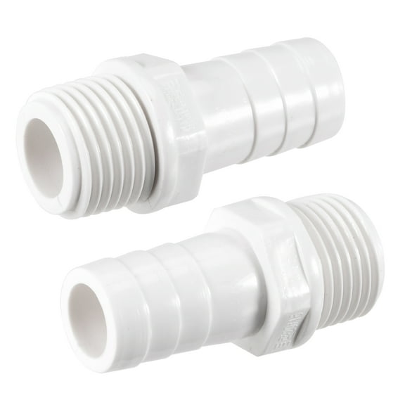 Uxcell 16mm Barbed x G1/2 Male Tube Fitting Adapter White 2 Pack