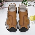 thumbnail image 5 of Hicooer GOOHIK Mens Closed Toe Sandals, Sport Sandals Casual Leather Handmade Sandals Adjustable Fisherman Beach Sandals For Outdoor Walking Driving Brown, 5 of 8