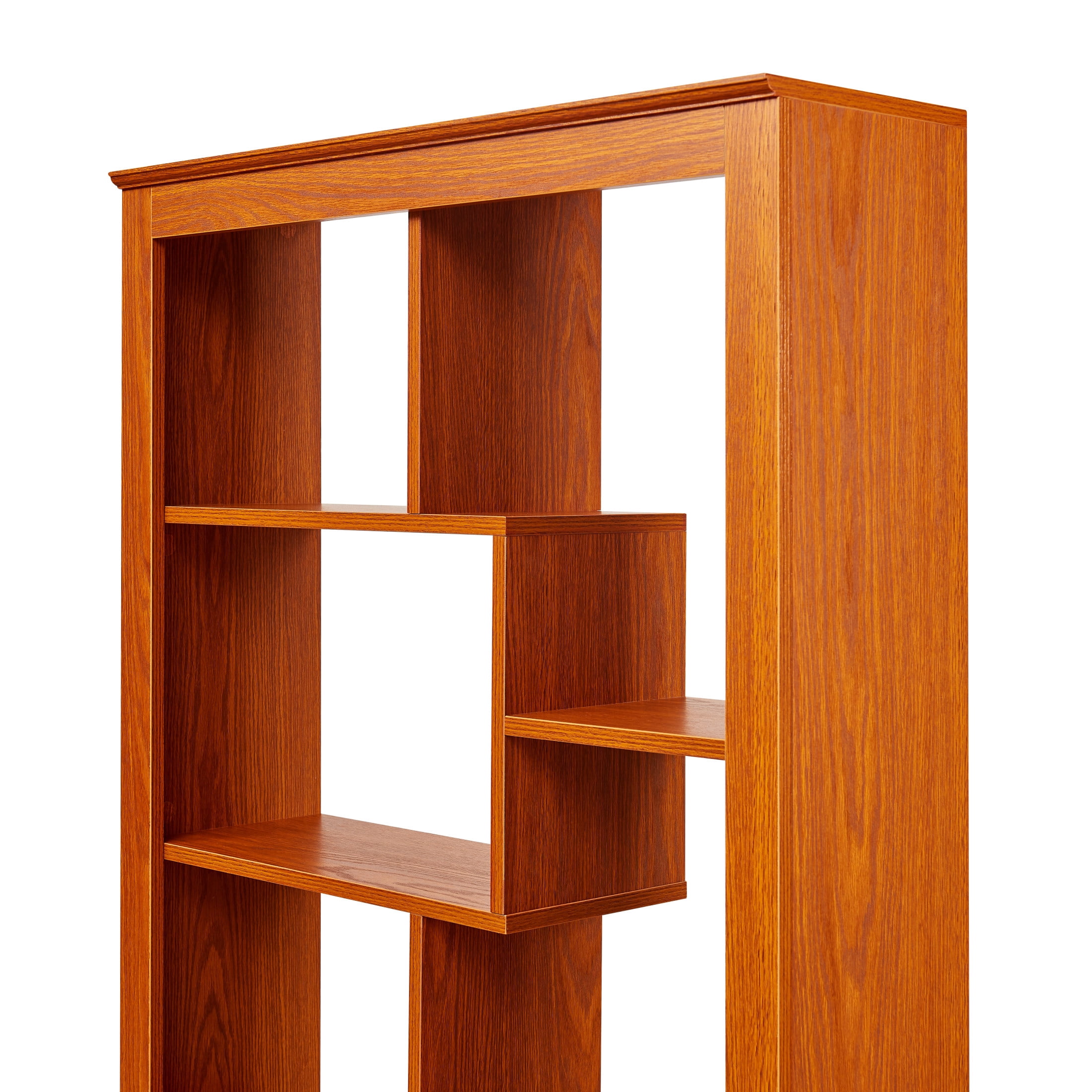 GDF Studio Lexair Multi-Space Free Combination Wood Open Bookshelf, Classified Storage Organizer Bookcase, Dark Oak