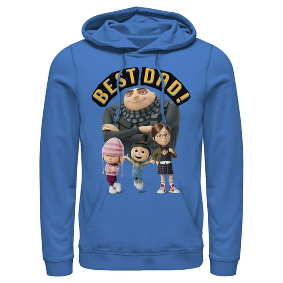 Men's Despicable Me Best Dad Gru  Pull Over Hoodie Royal Blue 3X Large