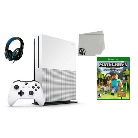 234-00051 Xbox One S White 1TB Gaming Console with Minecraft BOLT AXTION Bundle Used