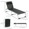 thumbnail image 3 of Outsunny Chaise Longue Pliante avec Appuie-Tête et Dossier Réglable, Noir, 3 of 10