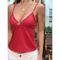 thumbnail image 6 of Women Y2k Polka Dot Print Tank Top Spaghetti Strap Lace Trim Camisole Sheer Mesh Crop Going Out Tops Red M, 6 of 8