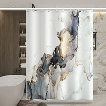 Shower Curtain 59"x79" Polyester Waterproof  Fabric Gray Marbling Printed Washable Bathroom Curtains with Hooks