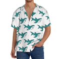 thumbnail image 1 of Fotbe Cartoon Shark Camisa Estampada de Manga Corta para Hombre, Casual de Verano, Estilo Playero, Sin Arrugas-3X-Large, 1 of 5