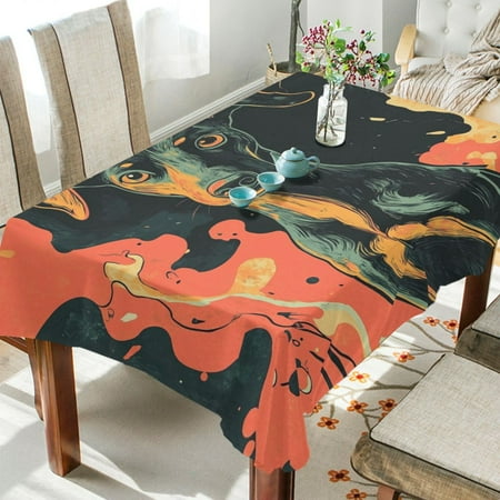 

WOBOGO Vibrant Style Dog Pattern Square Tablecloth 54×54in Polyester Fabric Tablecloth Washable Dust Resistant Wrinkle Resistant